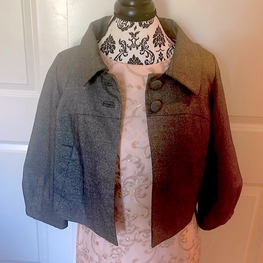 H&M Gray silver cropped blazer